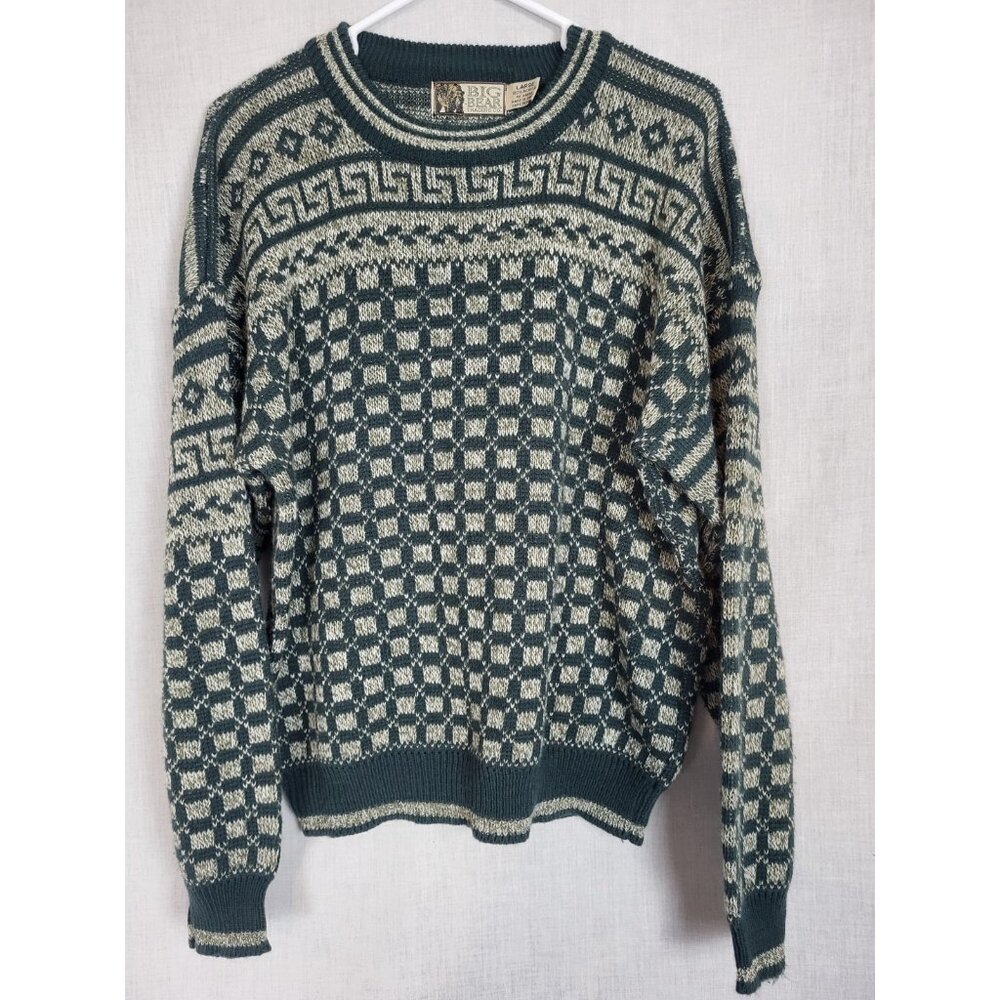 Vintage Big Bear Trading Co Sweater Men's L 90s Y2K Acrylic Knit Casual Work